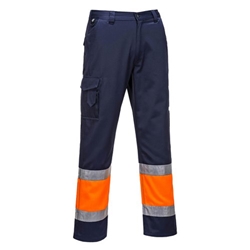 Portwest Hi Vis Contrast Class 1 Service Trousers M Orange/Navy
