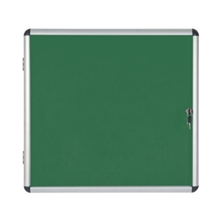 Bi-Office Enclore Display Case Green Felt Acrylic Aluminium Frame 15xA4 VT640102150