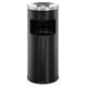 Durable Round Metal Waste Bin with Fire Extinguishing Ashtray - 17L - Black