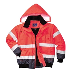 Portwest Hi Vis 3-in-1 Contrast Bomber Jacket M Red/Navy