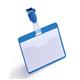 Durable Clip Name Tag ID Badge Card Holders + Inserts - 50 Pack - 54x90mm - Blue