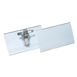 Durable COMBI CLIP Clip & Pin Name Badge ID Holder + Inserts - 50 Pack - 40x76mm