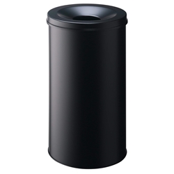Durable Fire Extinguishing Metal Waste Bin - TUV Certified - 60L - Black