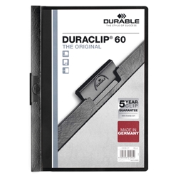 Durable DURACLIP 60 Sheet Document Metal Clip File Folder - 25 Pack - A4 Black
