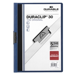 Durable DURACLIP 30 Sheet Document Clip File Folder - 25 Pack - A4 Dark Blue