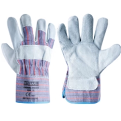 Leather Rigger Glove, Cotton Liner, Blue/White, Size 11