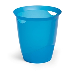 Durable TREND Plastic Waste Recycling Bin - 16 Litre - 6 Pack - Translucent Blue