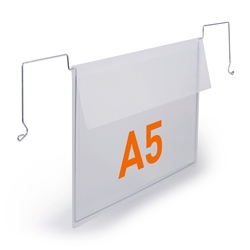 Durable Wire Hanging Document Pocket - 50 Ticket Holders With Flaps - A5 Clear