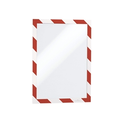 Durable DURAFRAME Adhesive Magnetic Hazard Frame - 2 Pack - A4 Red & White
