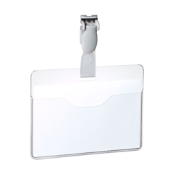 Durable Conference Clip Name Tag ID Badge Holders + Cards - 25 Pack - 60 x 90mm