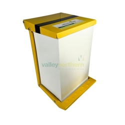 50L Bin Yellow&Black Stripe Lid Offensive Waste RAL1023/9011