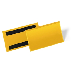 Durable Magnetic Ticket Holder Document Pockets - 50 Pack - 150 x 67mm - Yellow