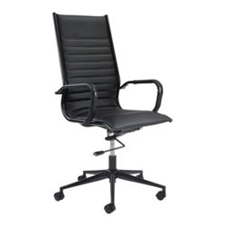High back executive chair black frame - Black faux leather