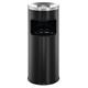 Durable Round Metal Waste Bin with Fire Extinguishing Ashtray - 17L - Black