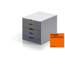 Durable VARICOLOR Desktop Organiser 5 Drawer Colour Coded Modular Storage - A4+