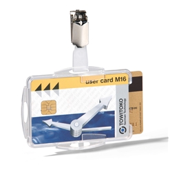 Durable DUO 2 Card Security Pass ID Badge Holders with Clip - 25 Pack - Clear