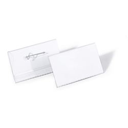 Durable Conference Pin Name Tag Badge Holders + Inserts - 100 Pack - 40 x 75mm