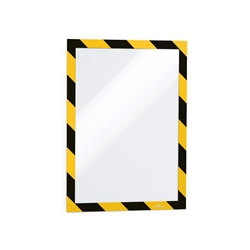 Durable DURAFRAME Adhesive Magnetic Hazard Frame - 2 Pack - A4 Black & Yellow