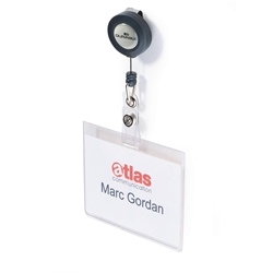 Durable Badge Reel Name Tag ID Card Holders + Inserts - 10 Pack - 60 x 90mm