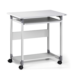 Durable Adjustable Mobile PC Computer Desk Workstation Trolley on Wheels - Grey