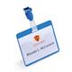 Durable Clip Name Tag ID Badge Card Holders + Inserts - 50 Pack - 54x90mm - Blue