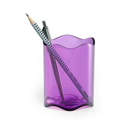 Durable TREND Pen Pot Pencil Holder Desk Tidy Organiser - 6 Pack - Clear Purple