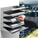 Durable 5 Compartment Labelled Metal Document Filing Letter Tray - A4 Grey
