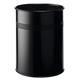 Durable Round Metal Perforated Waste Bin - Scratch Resistant Steel - 15L Black