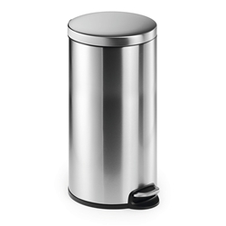 Durable Round Stainless Steel Pedal Bin - 30 Litre - Silver