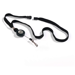 Durable Soft Breakaway Lanyard with Retractable Badge Reel - 10 Pack - Black