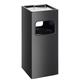 Durable Square Metal Waste Bin with Integrated Sand Ashtray - 17L - Black