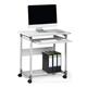 Durable Adjustable Mobile PC Computer Desk Workstation Trolley on Wheels - Grey