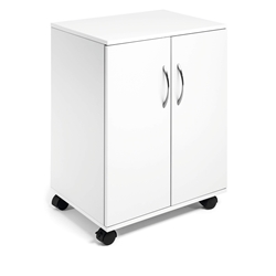 Durable 2 Door Office Filing Storage Trolley on Wheels - 75cm White