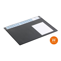 Durable Calendar Desk Mat Clear Overlay Notes Protector Pad - 65x48 cm - Black