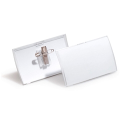 Durable CLICK FOLD Convex Clip & Pin Name Tag Badge Holder - 25 Pack - 54 x 90mm