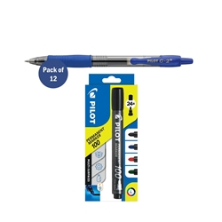 Pilot G-2 Plus Begreen Gel Ink Rollerball Medium Blue (Pack of 12) PUJ163180 + FREE Pilot Permanent Markers