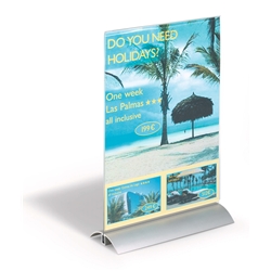 Durable Acrylic Aluminium Display Stand Table Menu & Sign Holder - A4 - Clear
