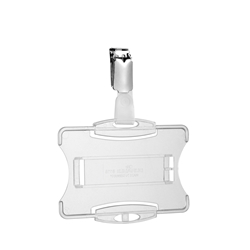 Durable Security Pass Plastic ID Badge Card Holders with Clip - 25 Pack - Clear