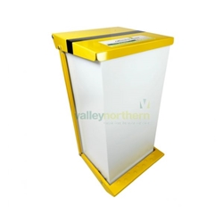 70L Bin Yellow&Black Stripe lid - Offensive Waste