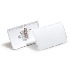 Durable CLICK FOLD Convex Clip & Pin Name Tag Badge Holder - 25 Pack - 40 x 75mm
