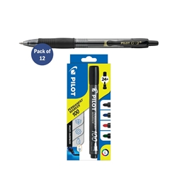 Pilot G-2 Plus Begreen Gel Ink Rollerball Medium Black (Pack of 12) PUJ163166 + FREE Pilot Permanent Markers