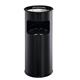 Durable Round Metal Waste Bin with Integrated Sand Ashtray - 17L - Black