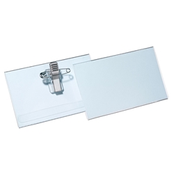 Durable COMBI CLIP Clip & Pin Name Badge ID Holder + Inserts - 50 Pack - 54x90mm