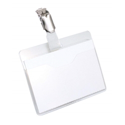 Durable Clip Name Tag ID Badge Card Holders + Inserts - 50 Pack - 54 x 90mm