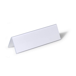 Durable Clear Plastic Table Place Name Holders and Inserts - 25 Pack - 61x210mm