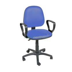 Gas-lift Chair with Arms Antibacterial Vinyl - MID BLUE 