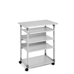 Durable Adjustable Mobile PC Computer Desk Workstation Trolley on Wheels - Grey