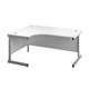 1200X1200 Single Upright Left Hand Radial Desk White-Silver Ref SU1212LHRADWHSV