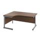 1200X1200 Single Upright Left Hand Radial Desk Dark Walnut-Silver Ref SU1212LHRADDWSV