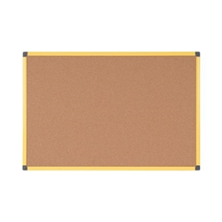 Bi-Office Ultrabrite Cork Notice Board, Yellow Aluminium Frame, 120x90cm